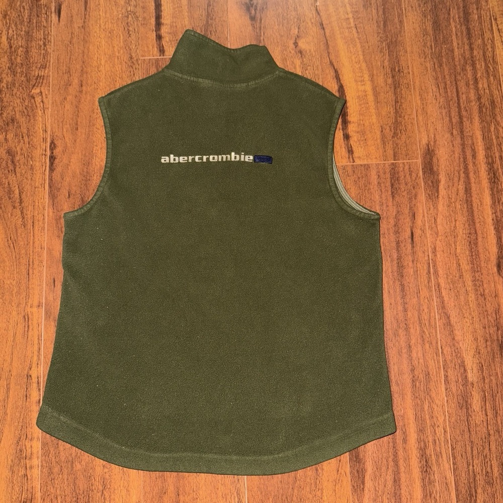 Abercrombie Kids Olive Green Fleece Vest XL Half Zip Logo Vintage Y2K Outdoor